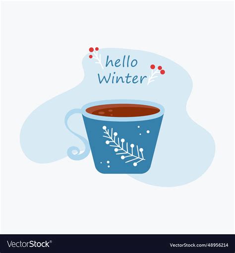 A Cup Of Hot Cocoa Or Coffee With Winter Design Vector Image