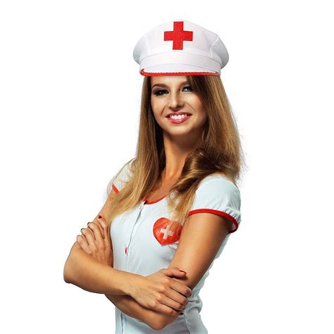 White Nurse Costume Hat - Nurses Red and White Costume Cap - 1 Piece ...