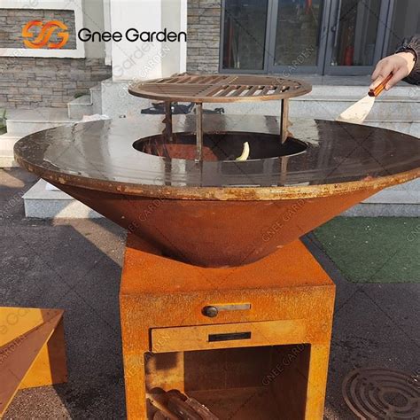 China Barbeque Grill Outdoor Cooking Stove Corten Steel Bbq Grill Fire