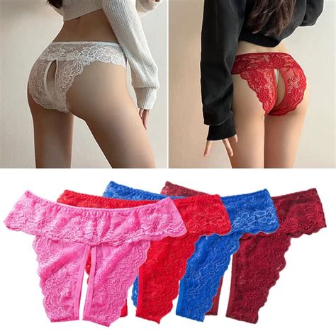 SEXY WOMENS LACE Briefs Crotchles G String Thongs Lingerie Underwear