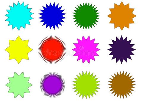 Colorful Starburst Icons Set Sunburst Badges Stock Vector