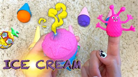 💖 Colored Ice Cream Made Of Kinetic Sand 🍦 The Alien Eats Ice Cream 👽