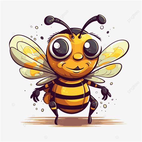 Buzzing Bee Vector Sticker Clipart Cute Cartoon Bee With Big Eyes