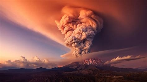 Una erupción volcánica con una imponente columna de humo y cenizas que