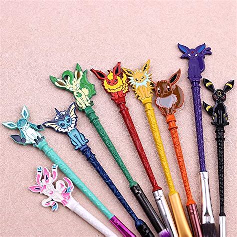 Anime Series Pikachu Makeup Brushes - 9pcs Magic Wand Makeup Brush Set ...