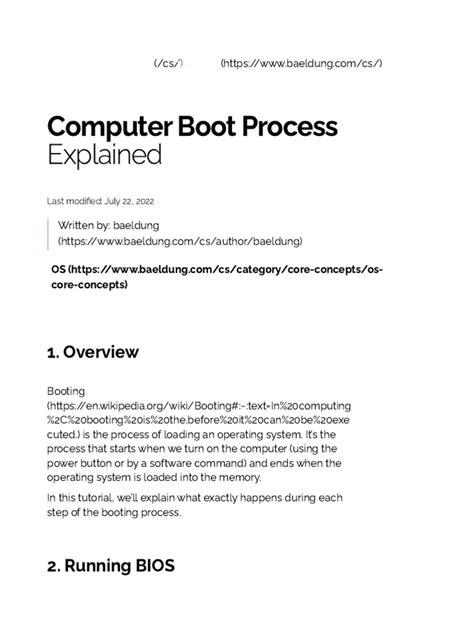 Computer Boot Process Explained | PDF | Booting | Bios