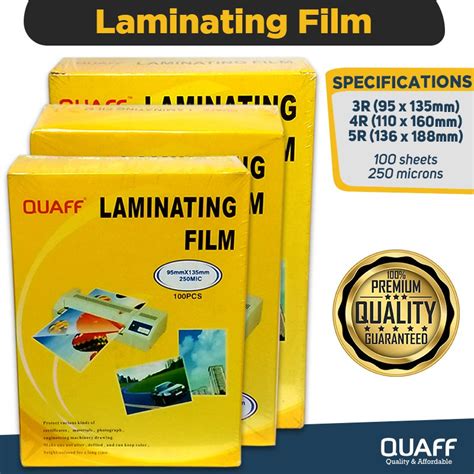 QUAFF Laminating Film 3R 4R 5R 125 Microns 250 Microns 100 Pcs