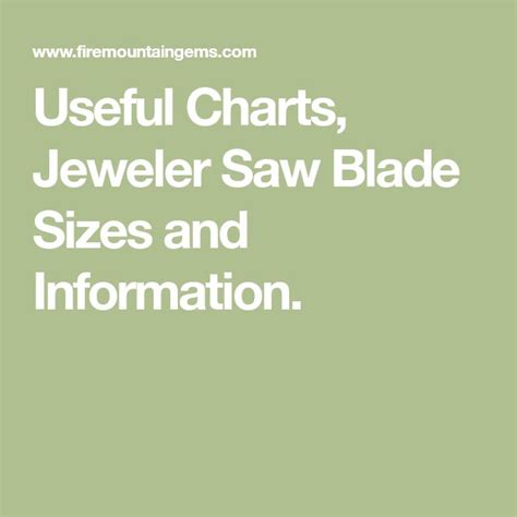 Chart Jeweler Saw Blade Sizes And Information