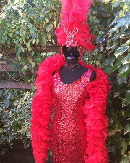 Masquerade Long Red Sequin Showgirl Costume Masquerade