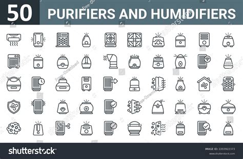 Set Outline Web Purifiers Humidifiers Stock Vector Royalty Free