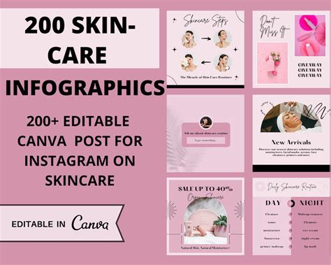 Skincare Instagram Post Templates Social Media Bundle Etsy