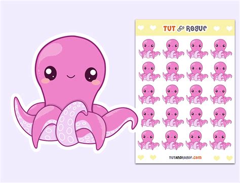 Octopus Sticker Sheet Etsy