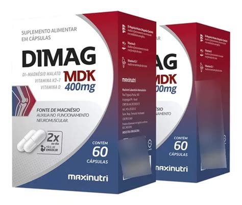 Kit 2 Dimag Mdk de malato de dimagnesio K2 7 60 cápsulas sabor a