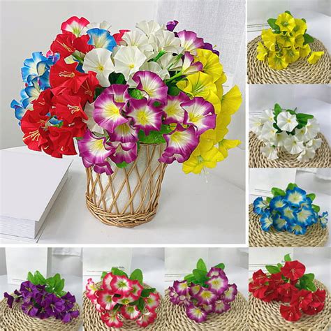 Cheerus Artificial Flowers Fake Morning Glory Silk Flower Bouquet Decor Real Looking Fake