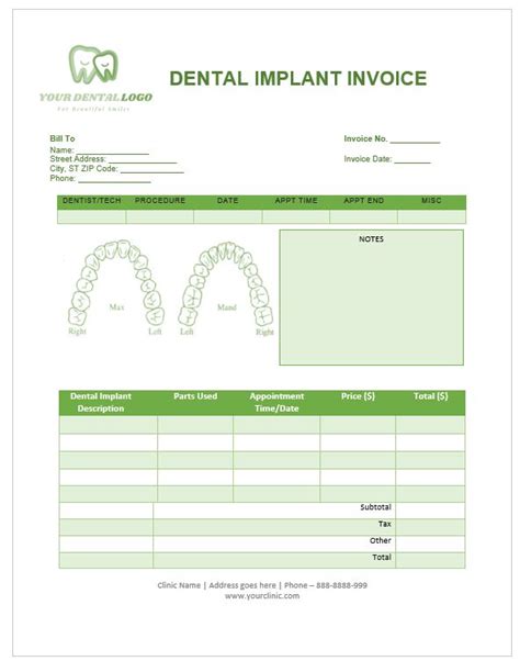 Dental Invoice Templates With Brilliant Designs Word Pdf Excel