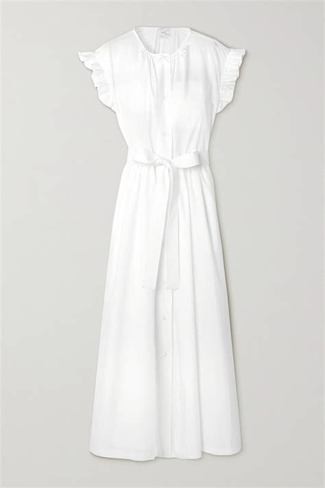 White Belted Ruffled Organic Cotton Poplin Maxi Dress Patou In 2022