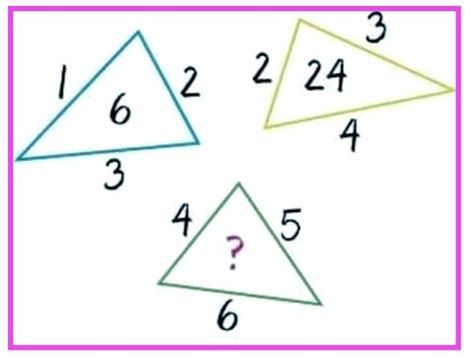 Triangle math reasoning puzzle with answer | Maths puzzles, Math logic ...