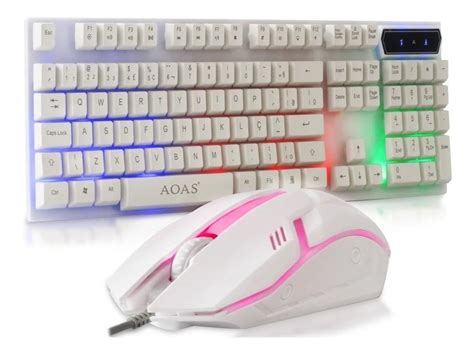 Kit Teclado E Mouse Gamer Branco Led Rgb Cores M Mercado Livre