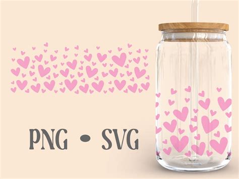 Floating Hearts Libbey 16oz Can Glass Wrap Svg Beer Can Glass Etsy