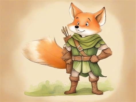 Premium Photo | A drawing of a fox with a sword in his hand