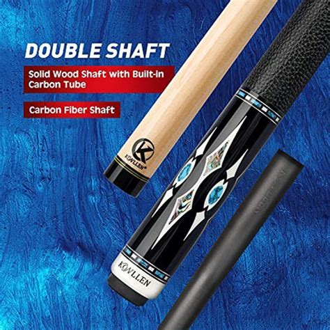 Konllen Double Shafts Carbon Fiber Pool Cue Stick Inlay Prof Cuotas