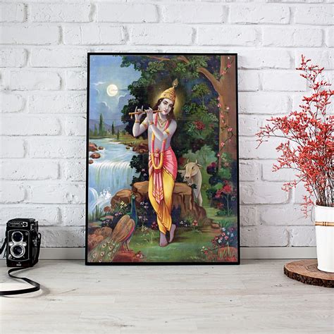 Shri Krishna Wall Art Muralidhar Sri Krsna At Night Poster Bal Gopal