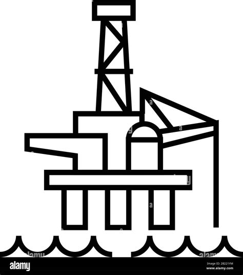 Oil Platform Line Icon Concept Sign Outline Vector Illustration