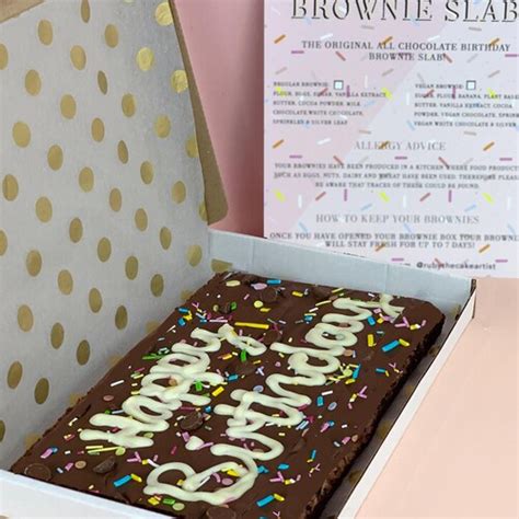 Personalised Birthday Brownie Slab Letterbox Brownies Gift Etsy Uk