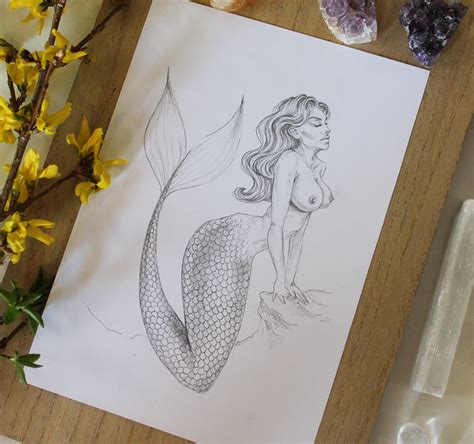 Nude Mermaid Fine Art Print Erotic Fantasy Sensual Naked Etsy