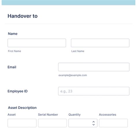 Asset Handover Form Template Jotform