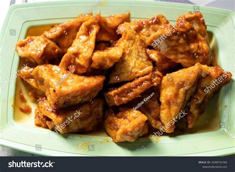 balado tofu photographed food stall indonesia stock photo