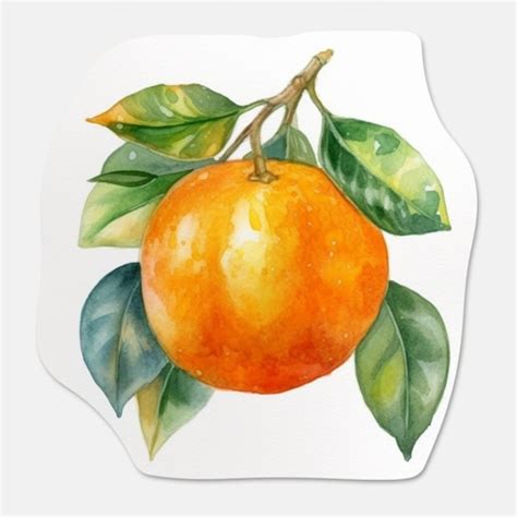 Premium Ai Image A Watercolor Painting Of An Orange With Green Leaves