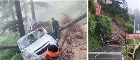 शिमला लगातार भारी बारिश के चलते कई सड़कें अवरुद्ध सभी स्कूलों में 14