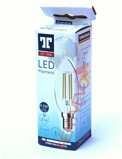 TUNGSRAM E14 LED izzó 4 5W filament 2700K Gyertya Fényvevő hu