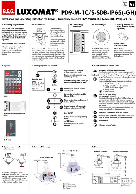 LUXOMAT PD9 M 1C SDB IP65 INSTALLATION AND OPERATING INSTRUCTION MANUAL