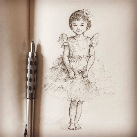 Pencil Drawing Of Little Girl