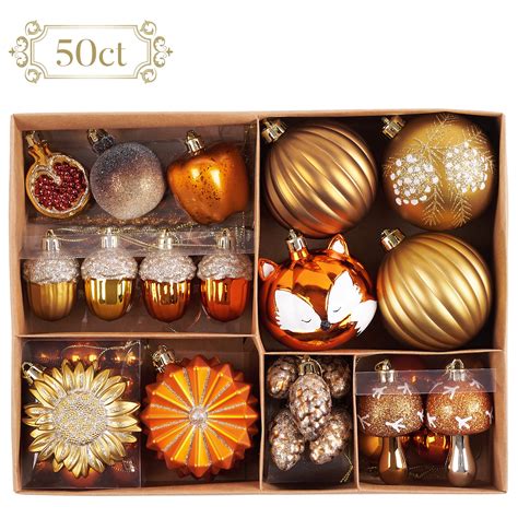 Valery Madelyn 50ct Shatterproof Christmas Ornaments Orange Hanging