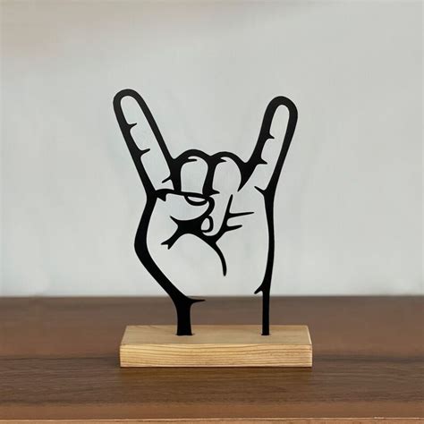 Rock Metal Shelf Decor Hand-horns Sign of the Horns Music Sculpture ...