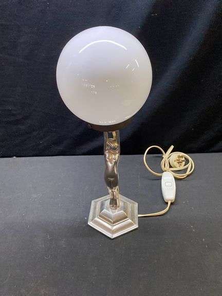 Vintage Art Deco Style Diana Table Lamp And Milkglass Shade Tullochs Auctions