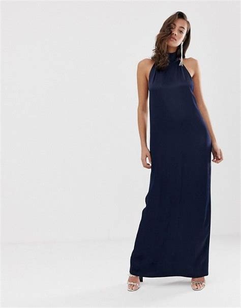 Asos Edition Asos Edition Halter Column Maxi Dress In Satin Maxi