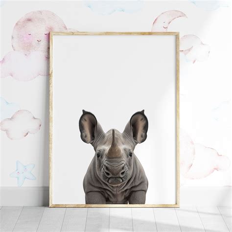 Baby Rhino Portrait Print – Colorful Kiwi - Custom Wall Art