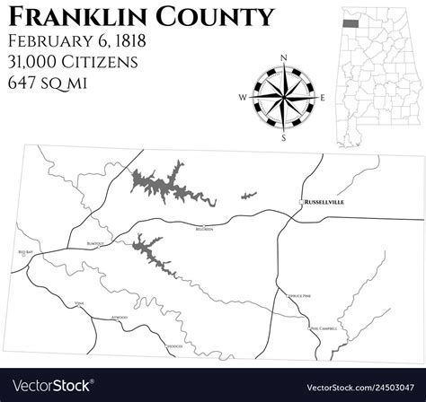 Map of franklin county in alabama Royalty Free Vector Image