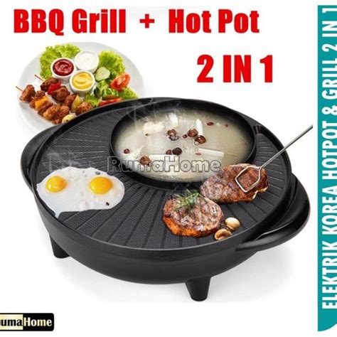 Jual Alat Panggang Electric Multifungsi 2 In 1 Bbq Korean Grill Hot Pot Engapstore Shopee