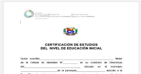 Certificado Educacion Inicial Documentos Guias Y Formatos