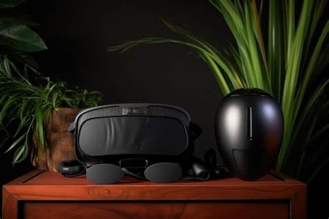 Premium AI Image | modern vr headset placed adjacent to a highend ...