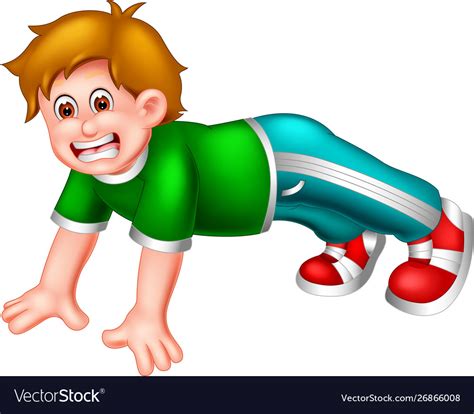 Funny boy push up cartoon Royalty Free Vector Image