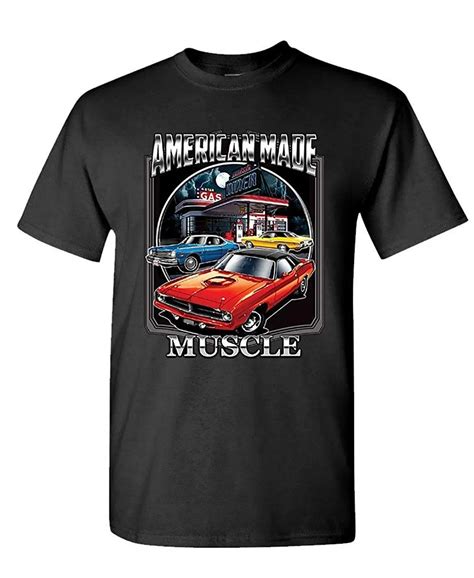 Button Down Shirts Crew Neck American Made Muscle Car Race Big Block Mens Cotton T Shirt Short