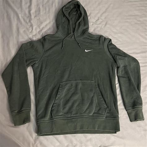 green nike hoodie embroidered nike symbol size... - Depop