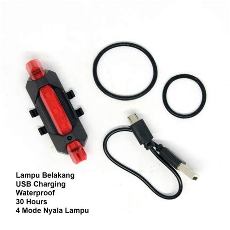 Jual Lampu Belakang Sepeda Led Tail Light Usb Rechargeable Not Rockbros