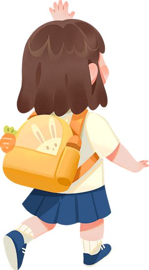 幼儿园扁平开学季插画 小女孩